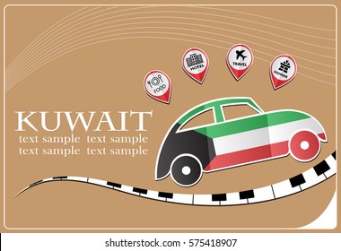 car icon made from the flag of Kuwait