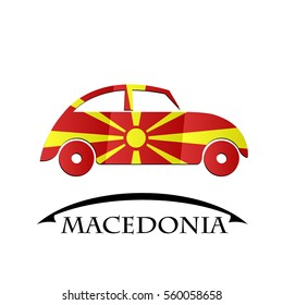 car icon made from the flag of Macedonia