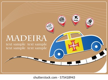 car icon made from the flag of Madeira