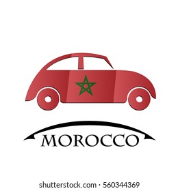 car icon made from the flag of Morocco