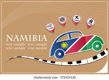 car icon made from the flag of Namibia