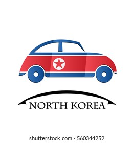 car icon made from the flag of North Korea