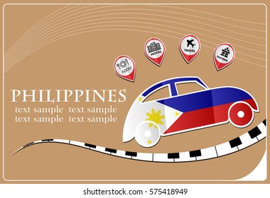car icon made from the flag of Philippines