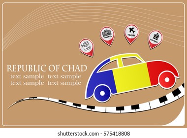 car icon made from the flag of Republic of Chad