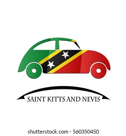 Car Icon Made From The Flag Of Saint Kitts And Nevis