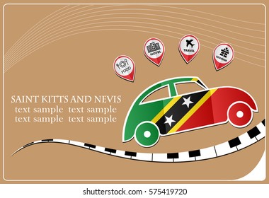 Car Icon Made From The Flag Of Saint Kitts And Nevis