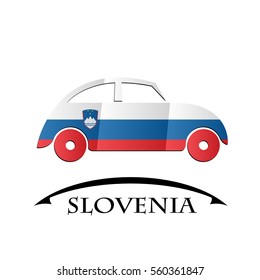 car icon made from the flag of Slovenia
