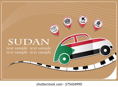 car icon made from the flag of Sudan