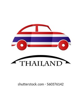 car icon made from the flag of Thailand