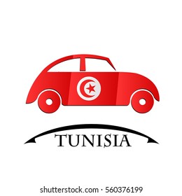 car icon made from the flag of Tunisia