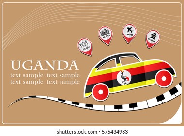 car icon made from the flag of Uganda