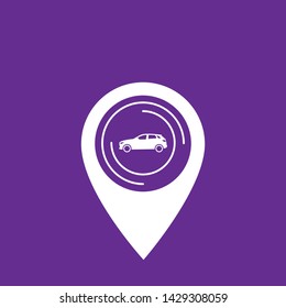 car icon and map pin.car logo concept. Designed for your web site design, logo, app, UI. podcast icon and map pin.