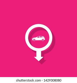 car icon and map pin.car logo concept. Designed for your web site design, logo, app, UI. podcast icon and map pin.