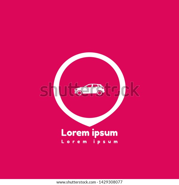 car icon\
and map pin.car logo concept. Designed for your web site design,\
logo, app, UI. podcast icon and map\
pin.