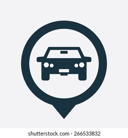 car icon map pin on white background 