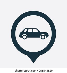 car icon map pin on white background 