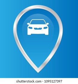 Car icon with map pointer . Vector illustration