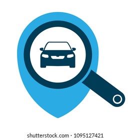 Car icon with map pointer . Vector illustration