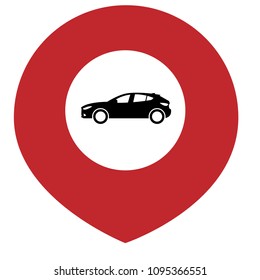 Car icon and map pointer. Vector illustration.