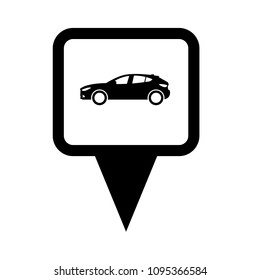 Car icon and map pointer. Vector illustration.
