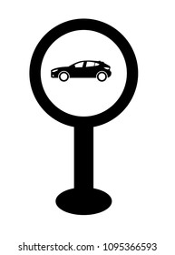 Car icon and map pointer. Vector illustration.