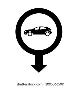 Car icon and map pointer. Vector illustration.