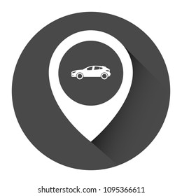 Car icon and map pointer. Vector illustration.