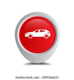 Car icon and map pointer. Vector illustration.