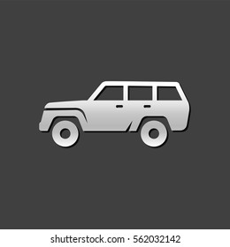 Car icon in metallic grey color style.Sport vehicle offroad