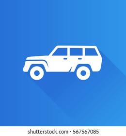 Car icon in Metro user interface color style. Sport vehicle offroad