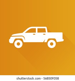 Car icon in Metro user interface color style. Truck double cabin