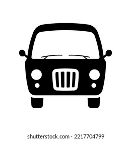 Car icon. Minibus, minivan, camper, van. Black silhouette. Front view. Vector simple flat graphic illustration. Isolated object on a white background. Isolate.