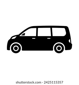 Car icon. Minivan. Black silhouette. Side view. Vector simple flat graphic illustration. Isolated object on a white background. Isolate.