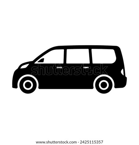 Car icon. Minivan. Black silhouette. Side view. Vector simple flat graphic illustration. Isolated object on a white background. Isolate.