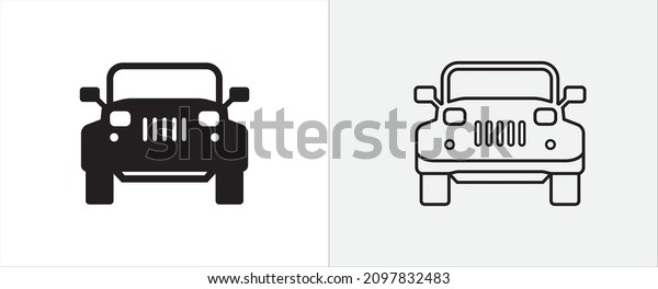 Car\
icon. Off road, sport utility vehicle car vector icon. Flat and\
line style design template. Vector\
illustration.
