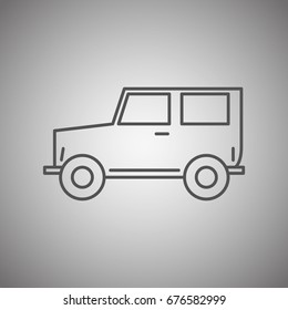 Car Icon, Old Suv Icon, Outline Style, Flat Design, Vector Illustration Eps 10