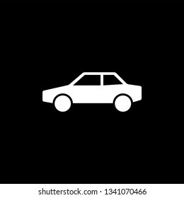 Car Icon On Black Background. Black Flat Style Vector Illustration.