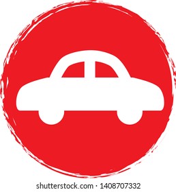 Car icon on circle background. Vector illustration. 