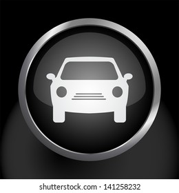 Car Icon on Dark Glass Circle Button