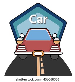 Car icon on flat design. For infographic element, presentation, brochure.