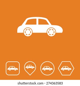 Car Icon on Flat UI Colors with Different Shapes. Eps-10.