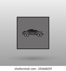 car icon on a gray background with shadow. vector