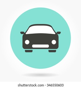 Car  icon  on green background. Vector illustration.