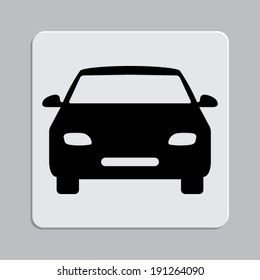 Car icon on a grey flat button