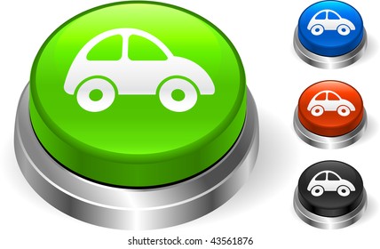 Icono del coche en el botón de Internet Ilustración del vector original Tres botones dimensionales