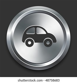 Car Icon on Metal Internet Button Original Vector Illustration