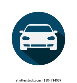 car icon on a round blue background. vector illustration
