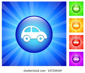 Icono de coche en botón redondeado con brillo azul