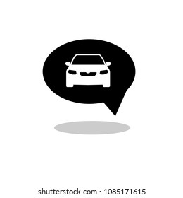 Car icon on speech bubble, vector illustration