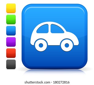 Car Icon on Square Internet Button Collection